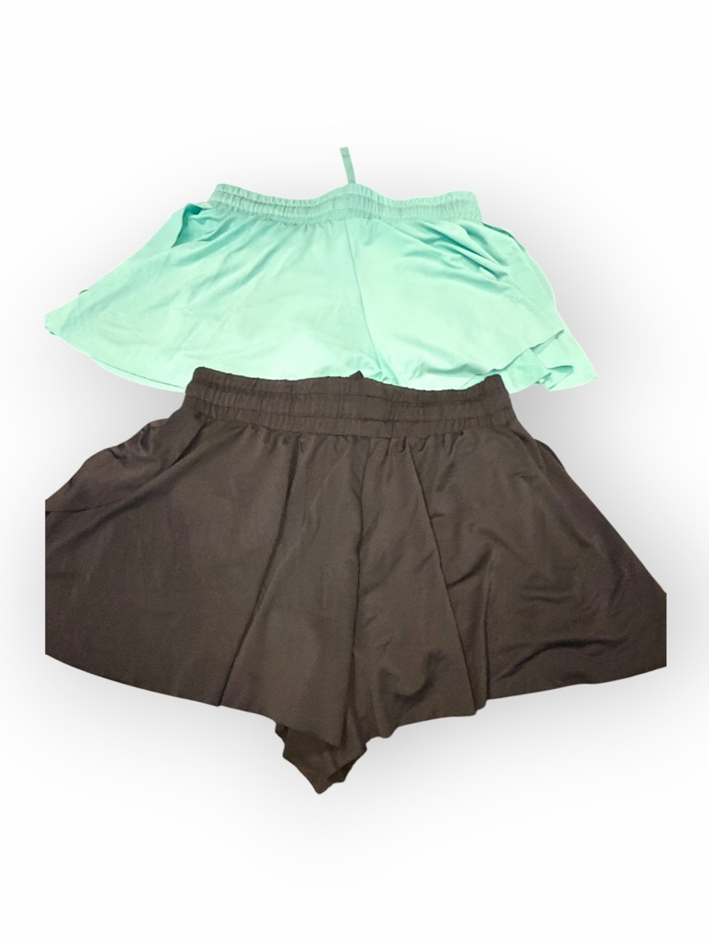 Btween Active Girls Size 7 Flowy Athletic Shorts Mint Green & Black 2 Pair Lot